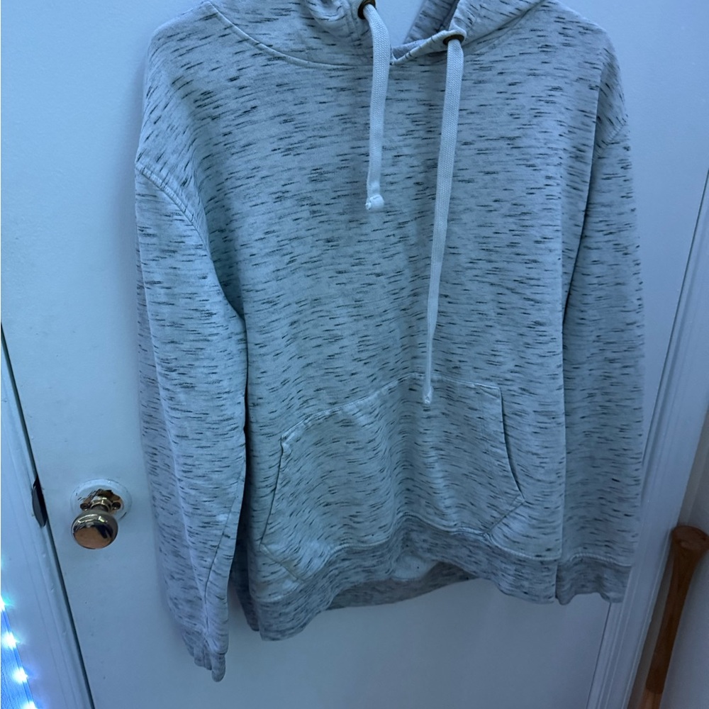 Gray Pullover Hoodie Sweater with Front Pouch Pocket and Soft Fleece Fabric